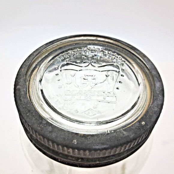 Crown Mason Jars-Glass Lids-Zinc Rings-Dominion Glass of Montreal-Set of 3-VTG - Picture 4 of 13